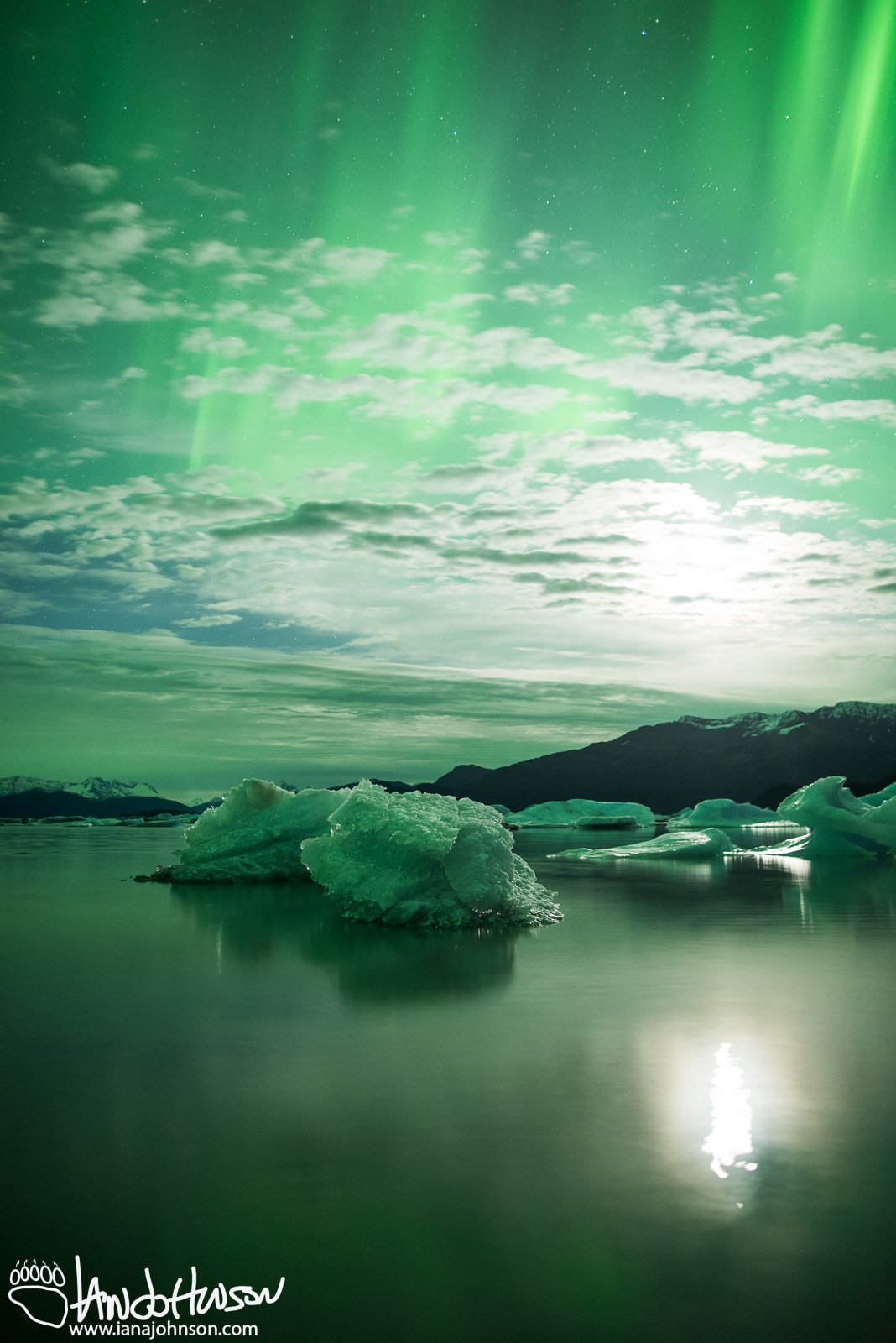 Yakutat Glacier, Aurora, Iceberg, Northern Lights, Alaska