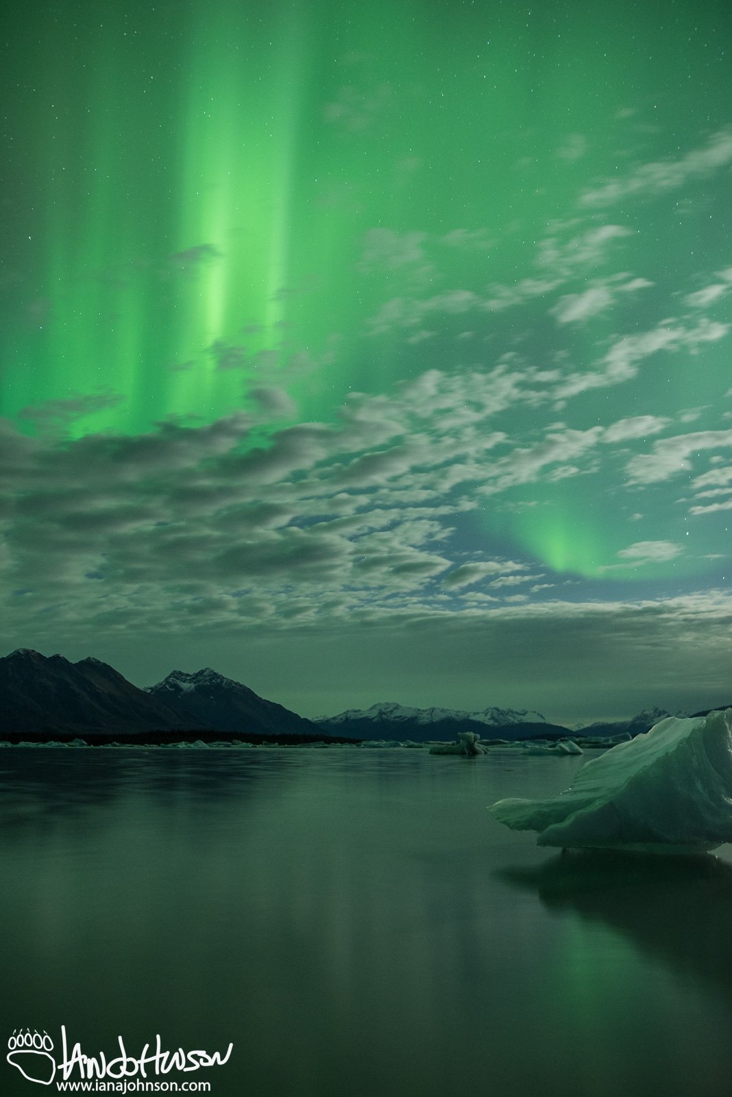 Yakutat Glacier, Aurora, Iceberg, Northern Lights, Alaska
