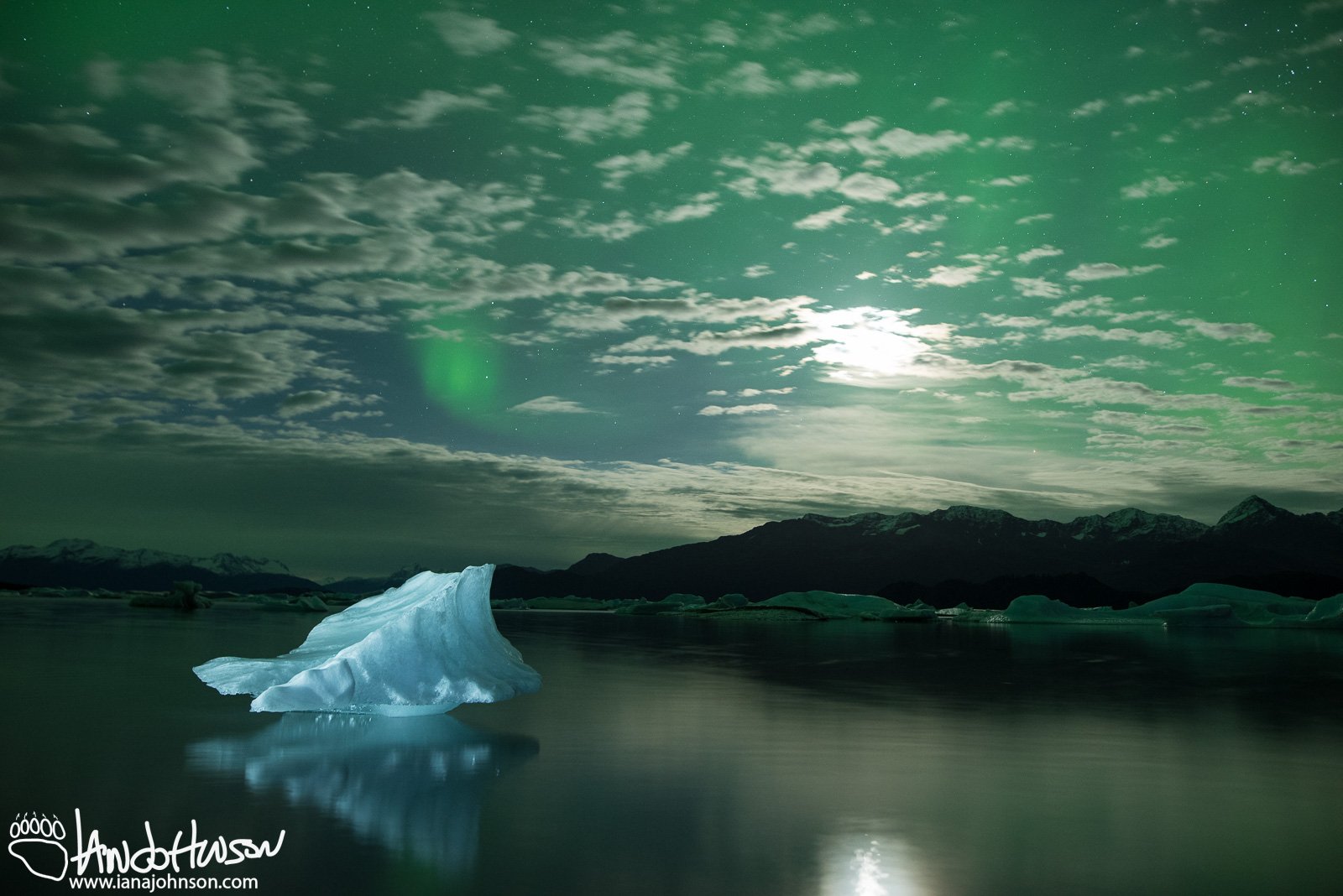 Yakutat Glacier, Aurora, Iceberg, Northern Lights, Alaska