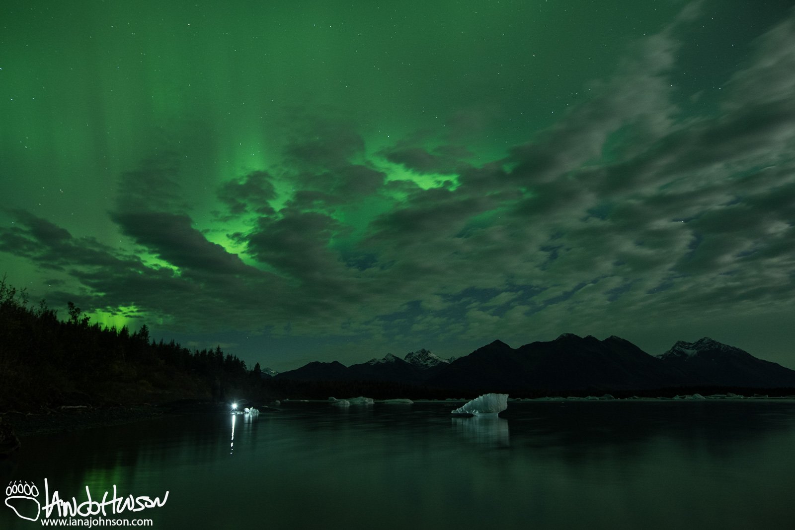 Yakutat Glacier, Aurora, Iceberg, Northern Lights, Alaska