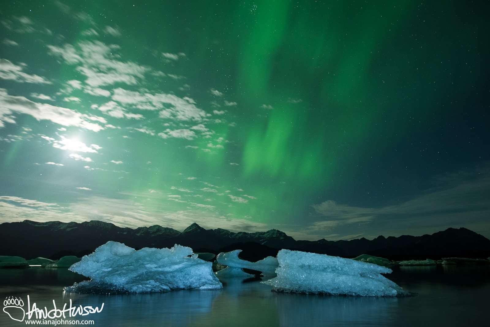 Yakutat Glacier, Aurora, Iceberg, Northern Lights, Alaska