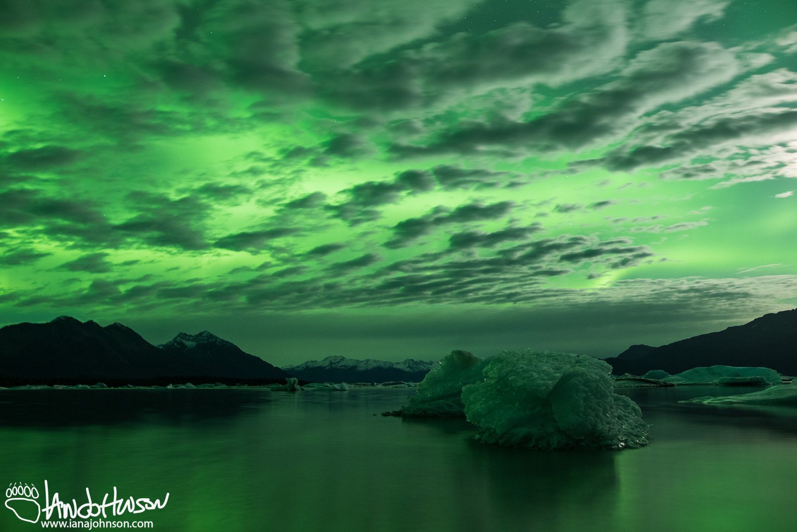 Yakutat Glacier, Aurora, Iceberg, Northern Lights, Alaska