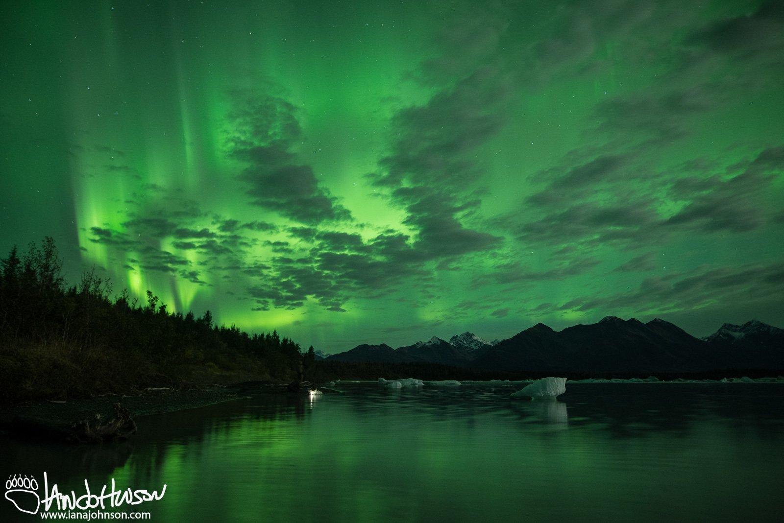 Yakutat Glacier, Aurora, Iceberg, Northern Lights, Alaska