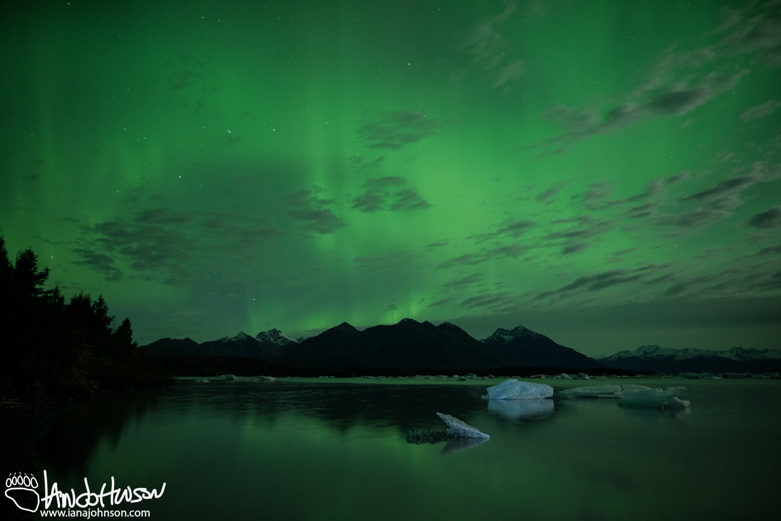 Yakutat Glacier, Aurora, Iceberg, Northern Lights, Alaska