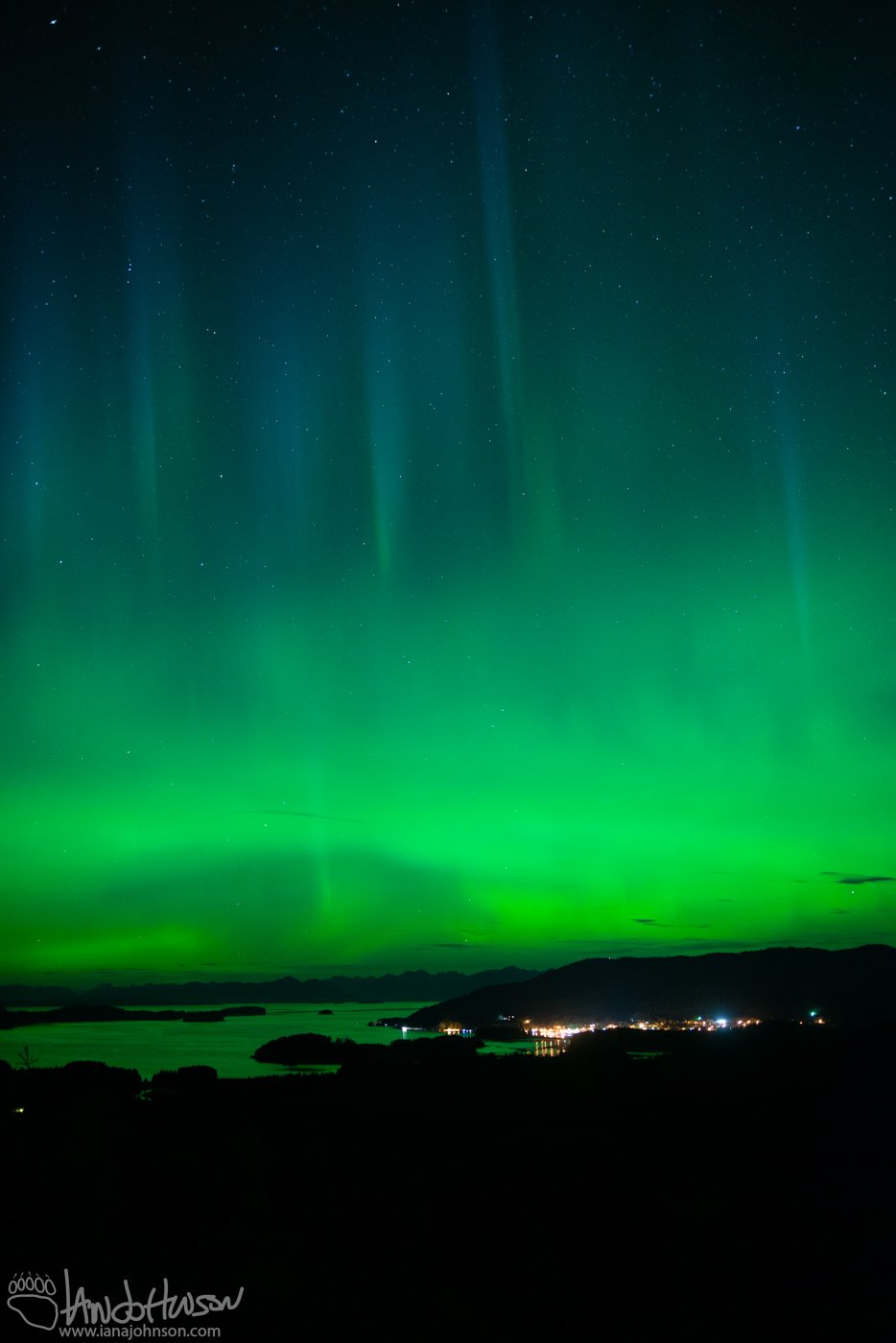 Aurora Borealis, Green, Alaska, Hoonah, Icy Strait, Southeast Alaska