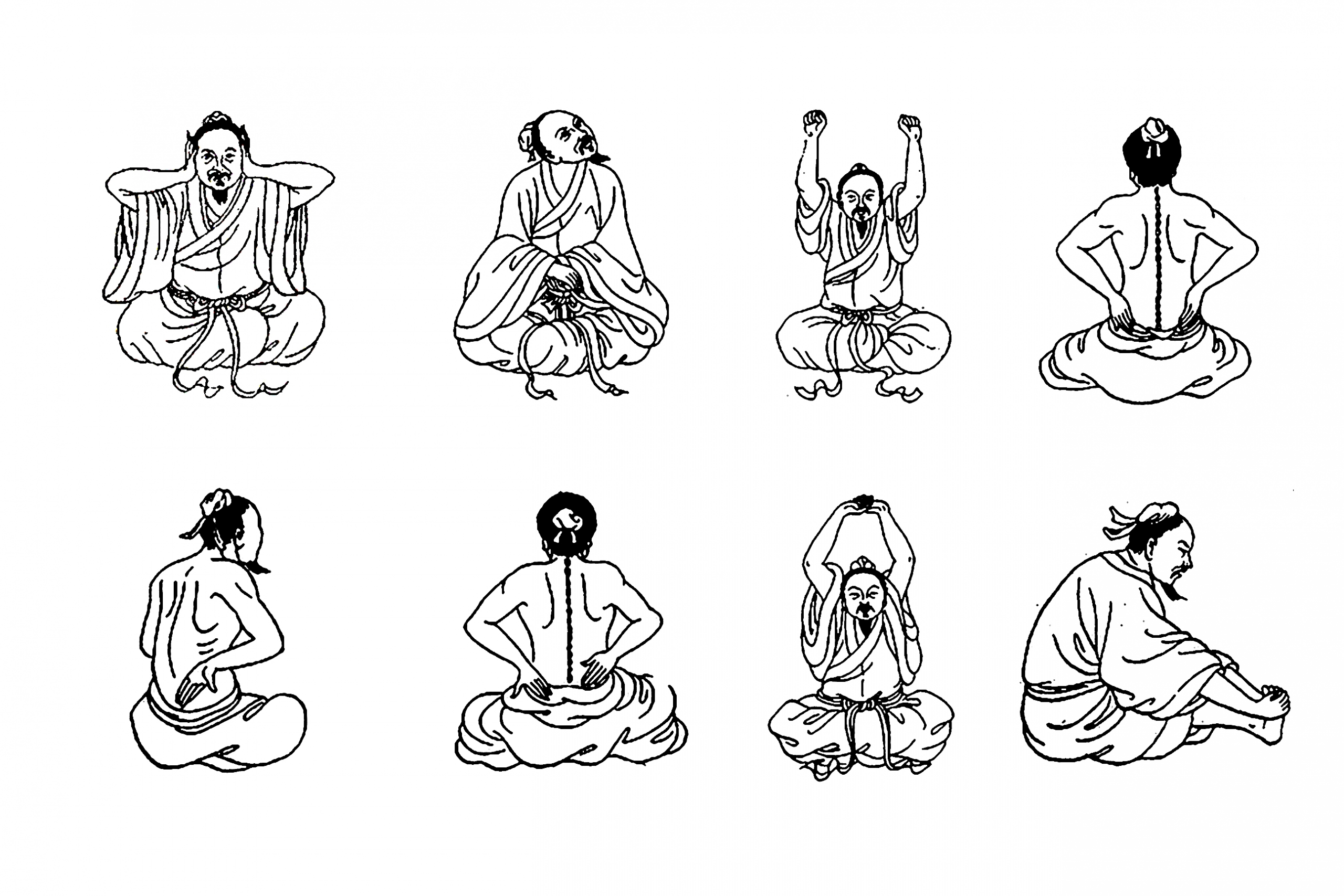 Eight seated brocades