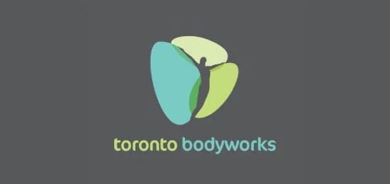 Bodyworks Toronto โลโก้แจ่มแจ๋ว ที่ใช้คนเป็นส่วนหนึ่งของโลโก้ | cologo