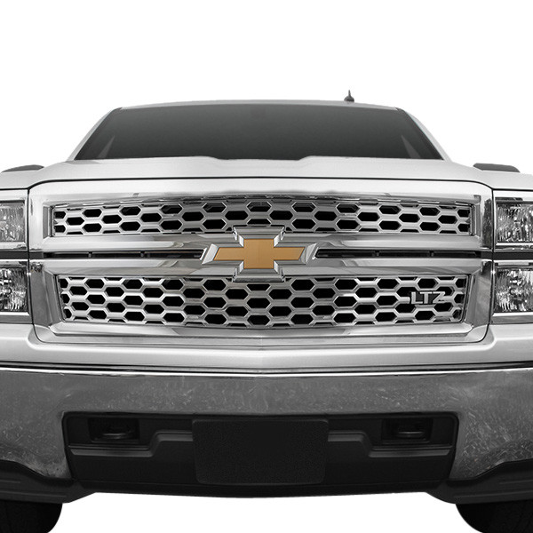 Cci Chevy Silverado 1500 Without Z71 Appearance Package 2014 2 Pc Oe Style Chrome Honeyb Main Grille Mounts on the grille of the New Generation 2019 Silverado 1500.