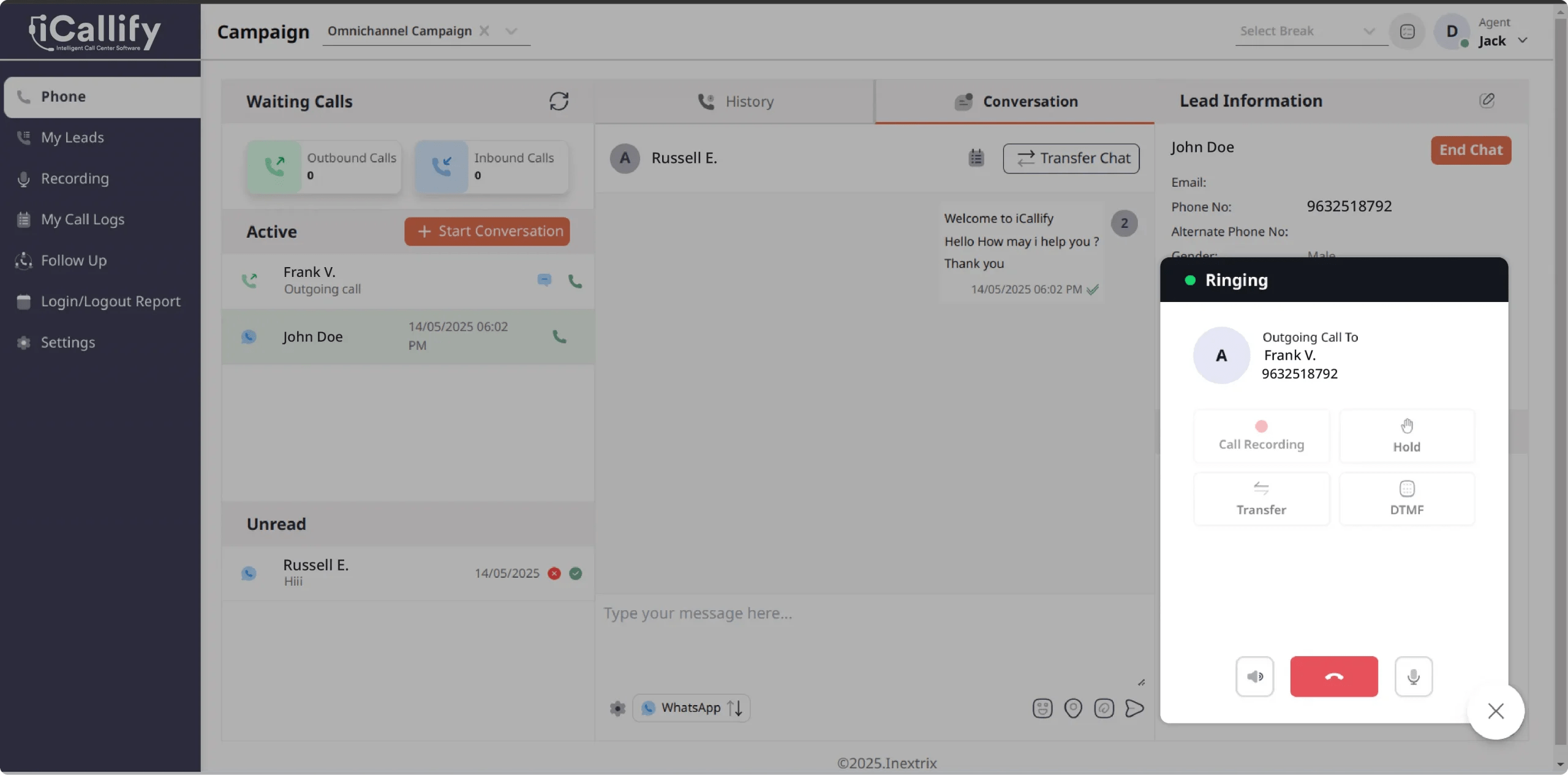 AI-powered call center software dashboard