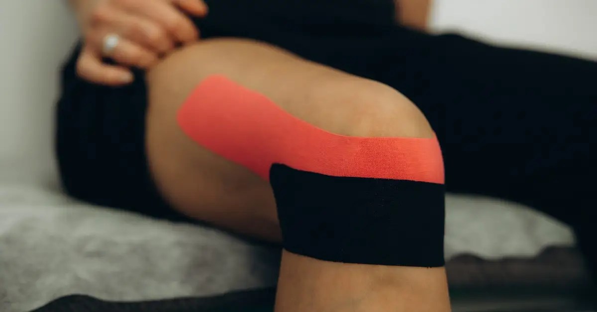 knee tape on woman