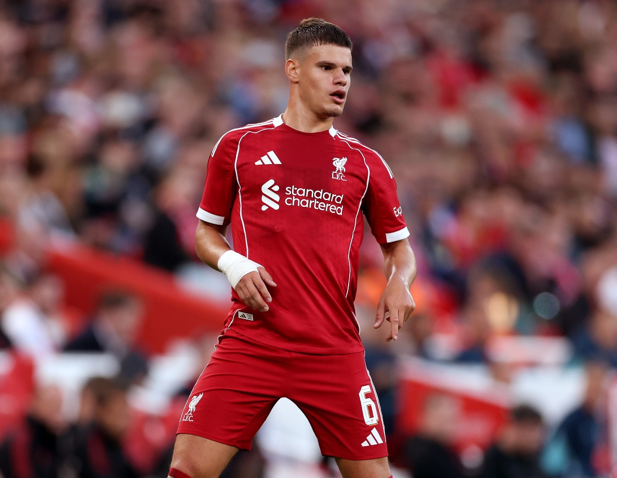 Milos Kerkez in action for Liverpool in pre-season