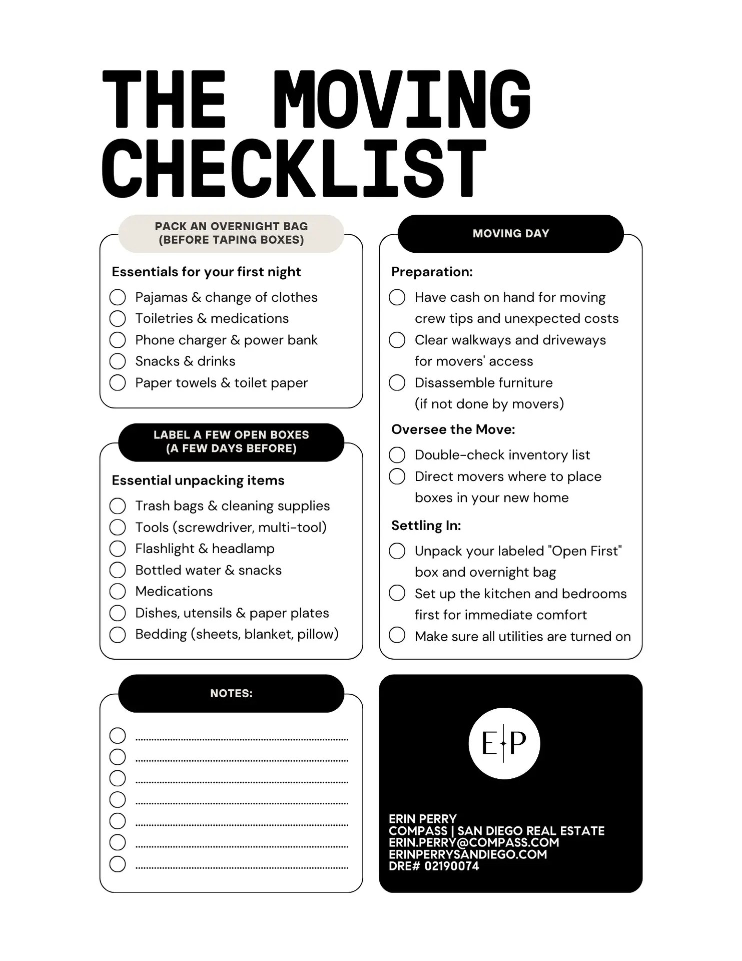 Moving Checklist 2 by Erin Perry