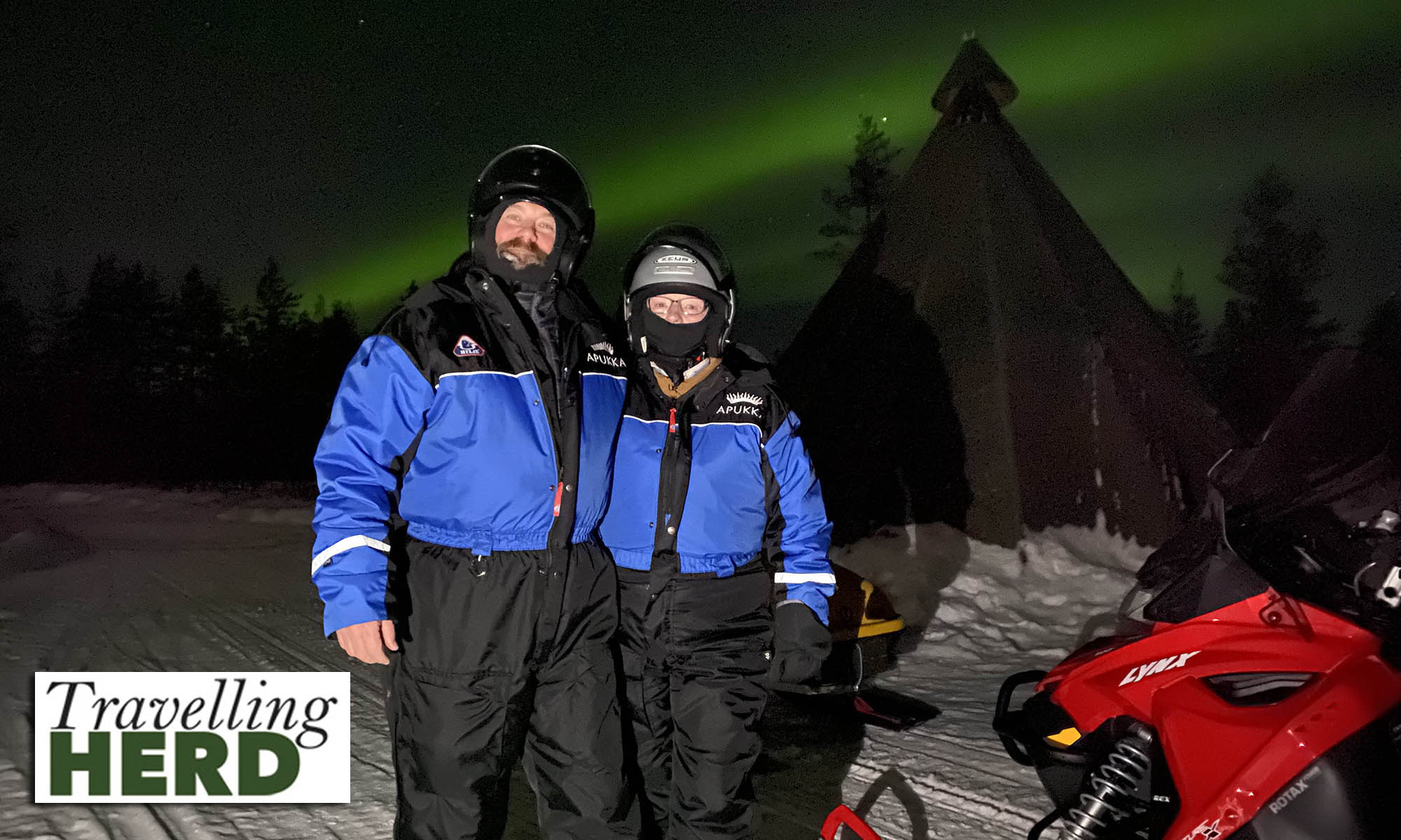 Chasing the Northern Lights by snowmobile
