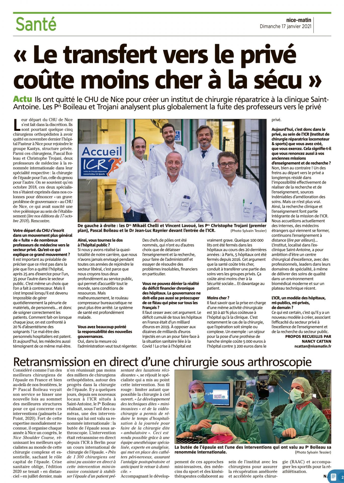 Nice Matin 17 janvier 2021
