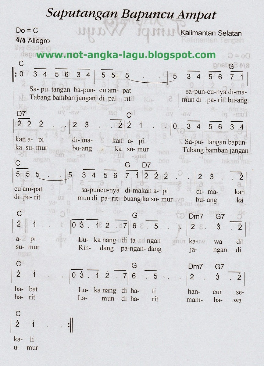 Gitar intro:(c eb bb f )2xc eb bb f (2x) c eb bb f (sinanggar tullo atullo . Lirik Lagu Apuse Beserta Not Angka