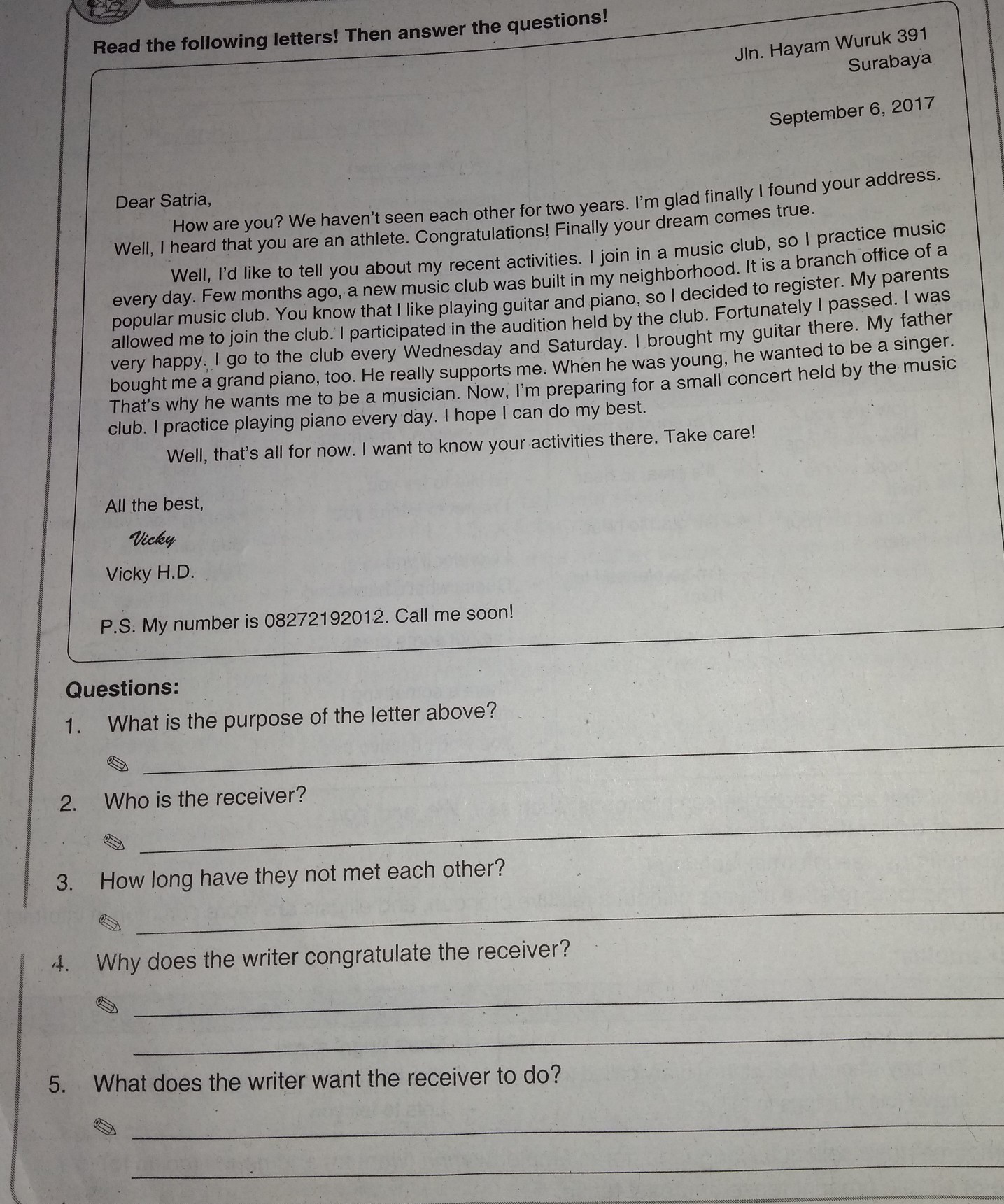Contoh soal letter read the letter and answer questions 1 to 6. Soal Personal Letter Kelas 11 Essay Sketsa