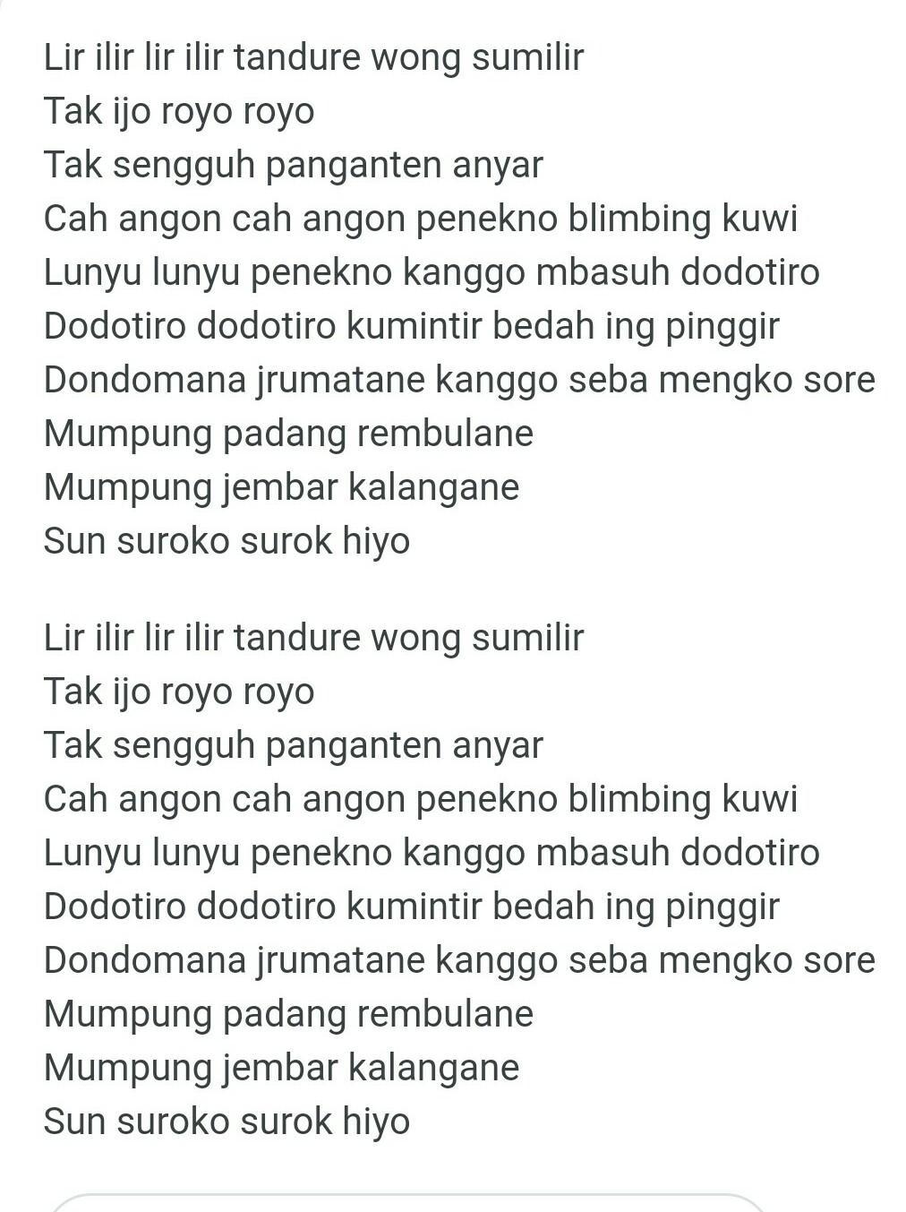 Banyak kekayaan dari kebudayaan sunda yang perlu dilestarikan seperti bahasa dan lagu sunda. Tuliskan Lirik Lagu Lir Ilir Dan Bubuy Bulan Plase Brainly Co Id