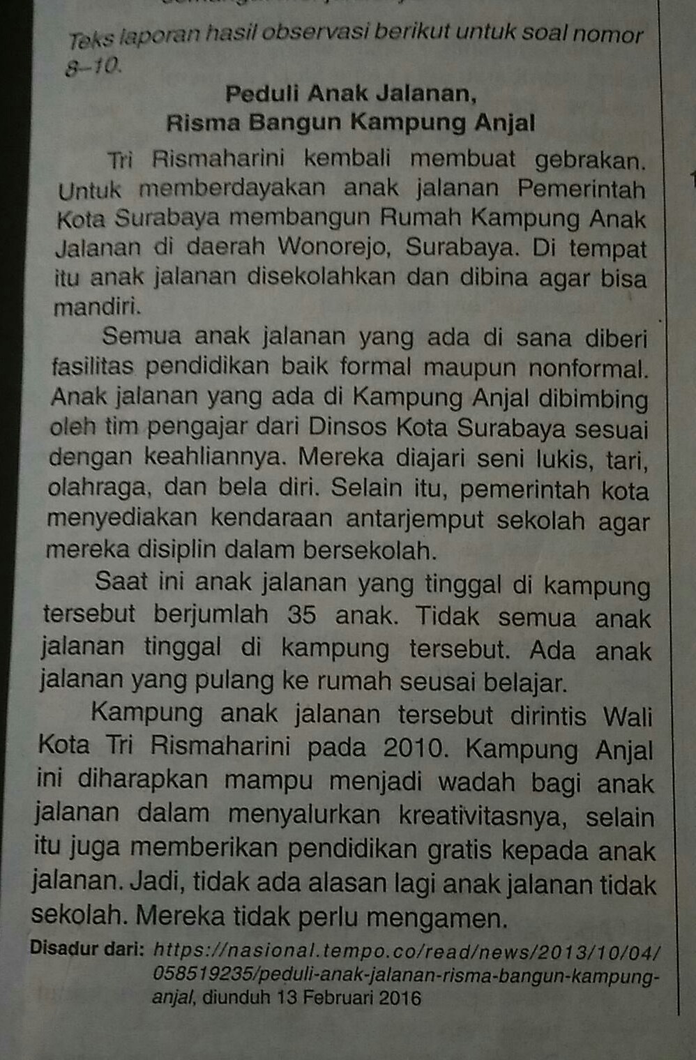 Laporan Survey Sanitasi Perumahan 53 Bersifat Khusus atau Spesifik.