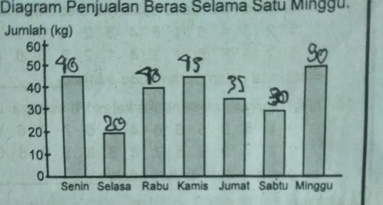 cara membuat diagram batang untuk penjualan beras selama 1minggu -  Brainly.co.id