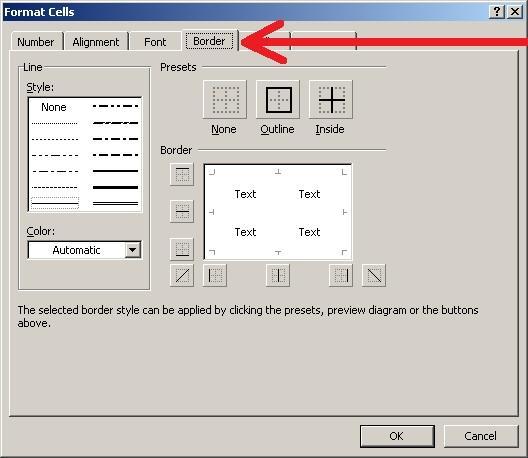 Pertemuan antara garis dan kolom e. Untuk Memberi Bingkai Pada Sel Menu Yang Harus Dipilih Pada Kotak Dialog Format Cells Adalah Brainly Co Id