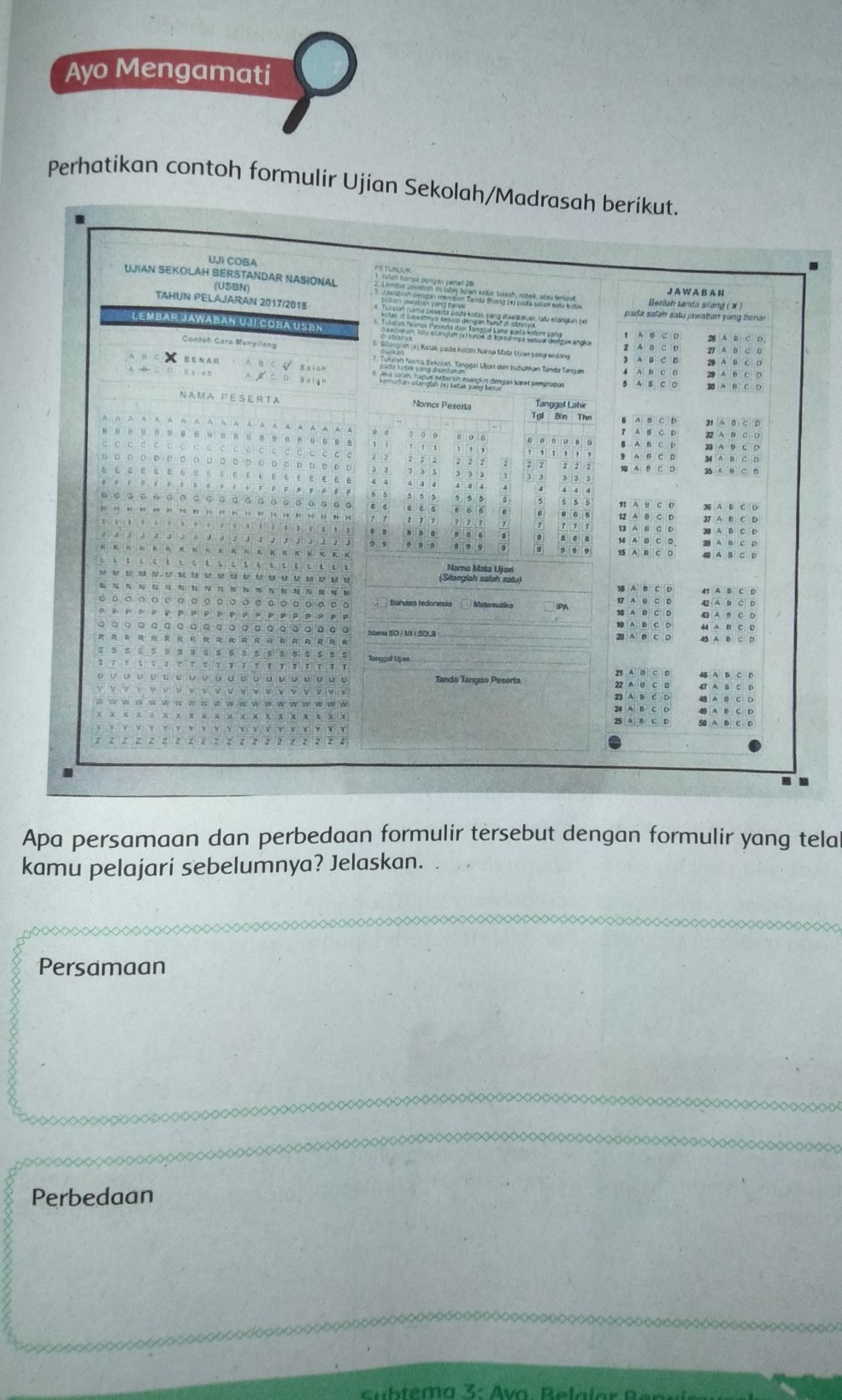 3.6 mencermati petunjuk dan isi teks formulir. Perhatikan Contoh Formulir Ujian Sekolah Madrasah Berikut Apa Persamaan Dan Perbedaan Formulir Brainly Co Id