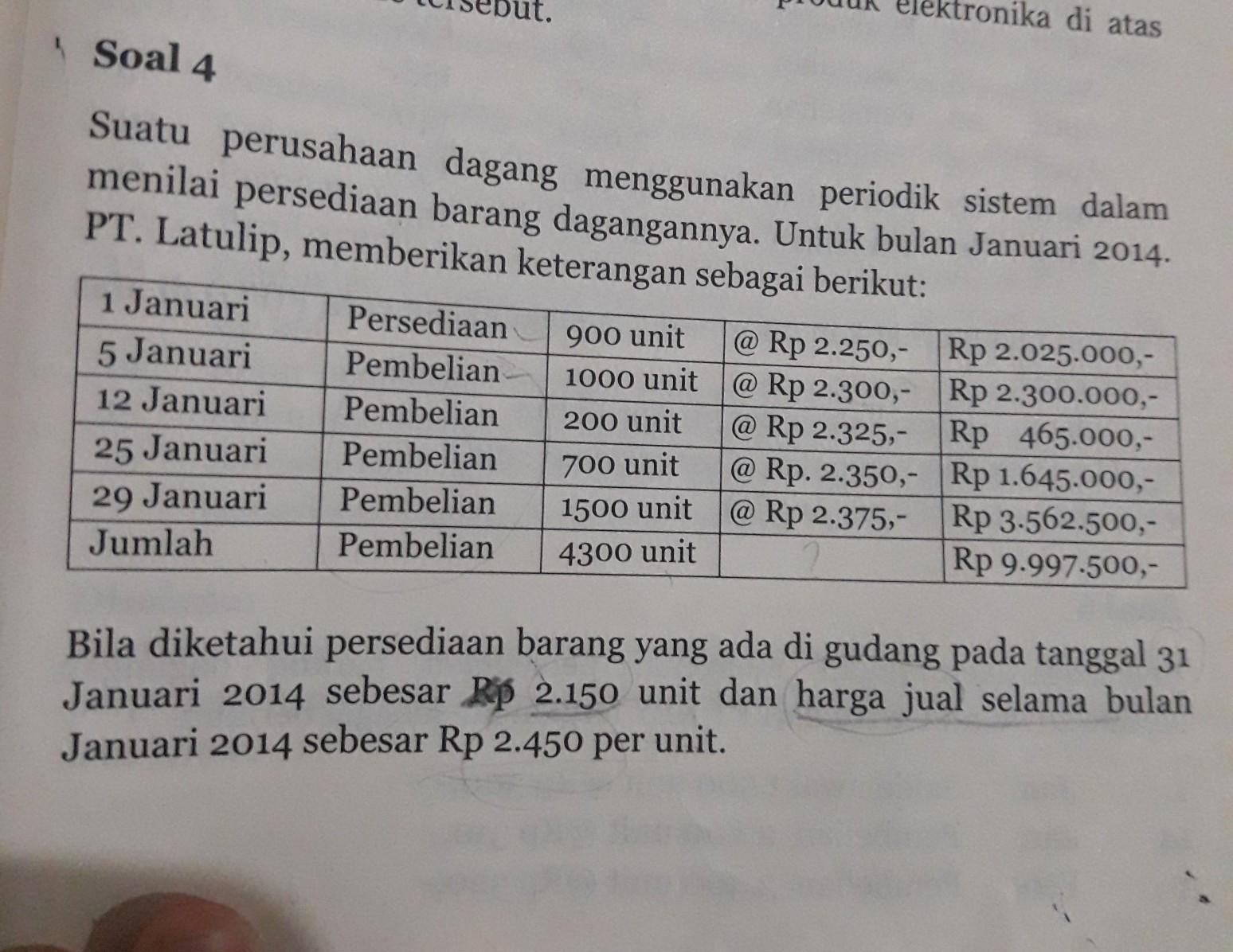 Mengajukan pertanyaan yang ada keterkaitannya dengan pelajaran yang akan. Diminta 1 Brp Nilai Persediaan Pada Tgl 31 Januari 2014 Dengan Metode Fifo Lifo Dan Brainly Co Id