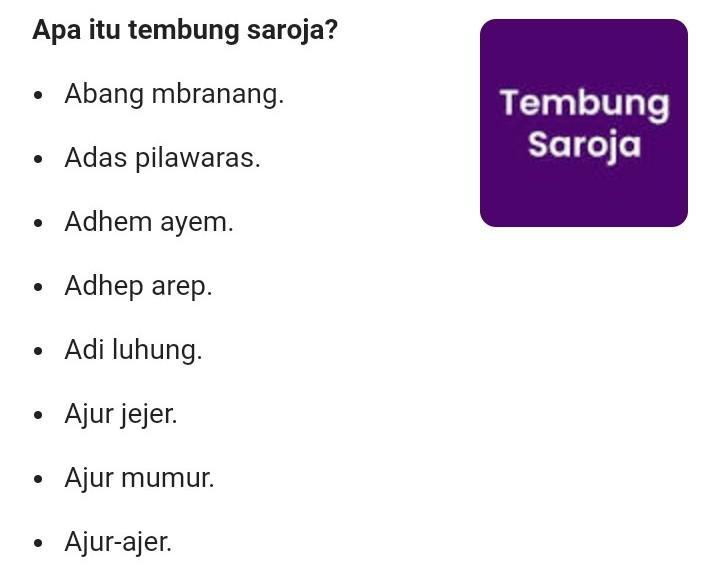 Tembung Saroja Dan Artinya Secara Lengkap Seni Budayaku 