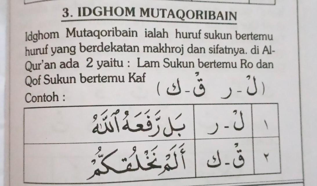 3 macam hukum bacaan mim. Idgham Mutaqaribain