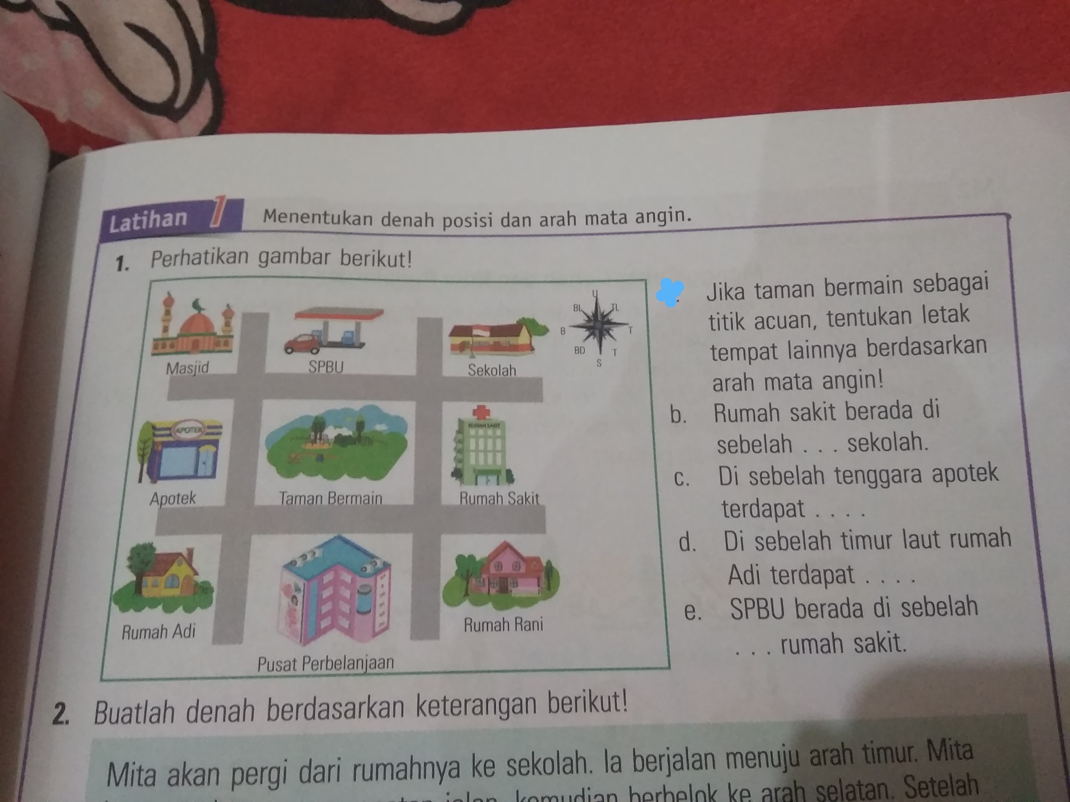 Jika Taman Bermain Sebagai Titik Acuan Tentukan Letak Tempat Lainnya Berdasarkan Arah Mata Angin Brainly Co Id 