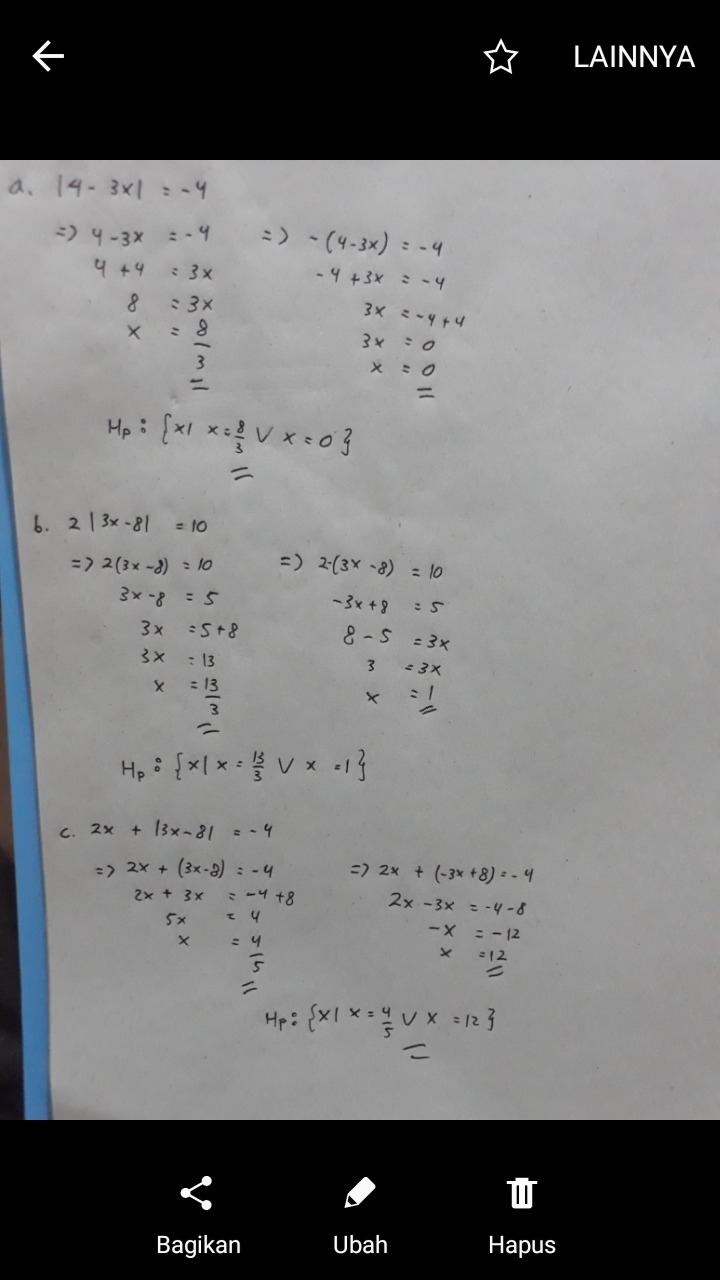 Tentukan nilai x (jika ada) yang memenuhi setiap persamaan berikut ini. Hitunglah Nilai X Jika Ada Yang Memenuhi Persamaan Nilai Mutlak Berikt Jika Tidak Ada Nilai X Brainly Co Id