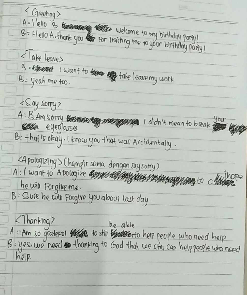 Expressions of greeting & leave taking (contoh ungkapan dan dialog sapaan dan pamitan). Buatlah Percakapan Menggunakan Kata Greeting Take Leave Say Sorry Apologizing Dan Thanking Tapi Brainly Co Id