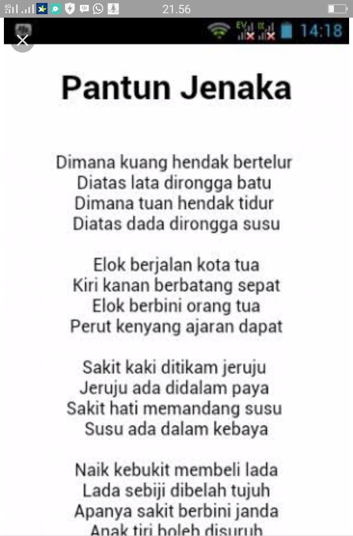 Demikian pembahasan kunci jawaban soal tema 4 kelas 5 sd halaman 45 tentang contoh pantun jenaka . Contoh Pantun Jenaka Brainly Co Id