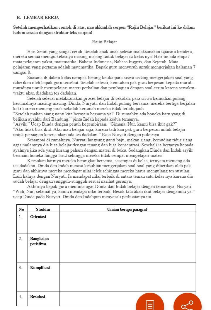 Struktur Teks Cerpen Rajin Belajar 1 Orientasi2 Rangkaian Peristiwa3 Komplikasi4 Brainly Co Id Related Posts To Contoh Cerpen Anak Sekolah Rajin Belajar Contoh Cerpen Anak Sekolah Rajin Belajar 2019-10-01T151400-0700 Rating. Struktur Teks Cerpen Rajin Belajar 1 Orientasi2 Rangkaian Peristiwa3 Komplikasi4 Brainly Co Id Mata pelajaran pertama adalah Matematika.