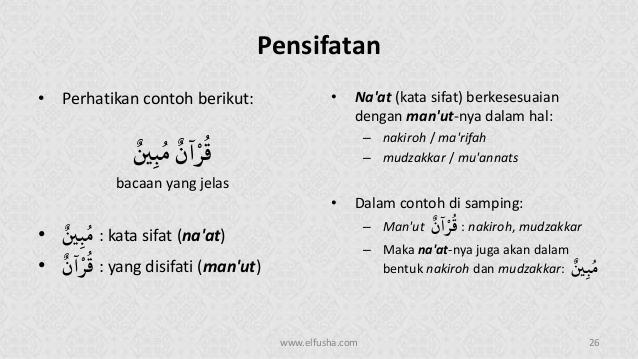 25 Contoh Na At Man Ut Dalam Al Quran Beserta Artinya Naat mashdar yang diambil dari kata  artinya sifat sedangkan manut adalah isim mafulnya berarti yang disifati.
