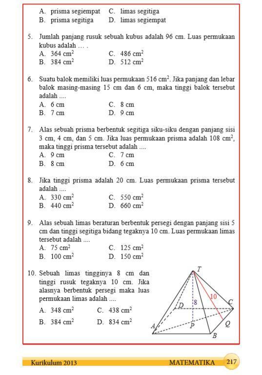 Kunci jawaban matematika kelas 8 semester 1 kurikulum 2013 hal 52 ayo kita berlatih 2 1 brainly co id pilihan ganda bab 7 (lingkaran) matematika . Uji Kompetensi 8 Matematika Kelas 7 Semester 2 Beinyu Com