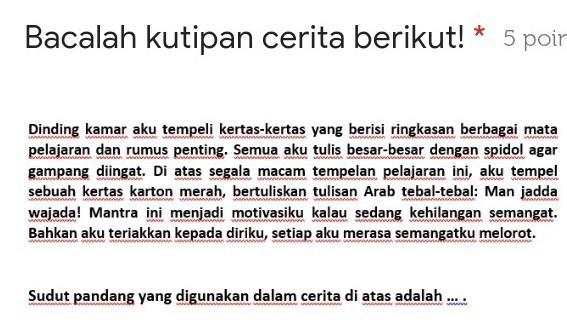Sudut Pandang Yang Dipakai Dalam Kutipan Cerpen Tersebut Adalah A Sudut Pandang Orang Pertama Brainly Co Id 