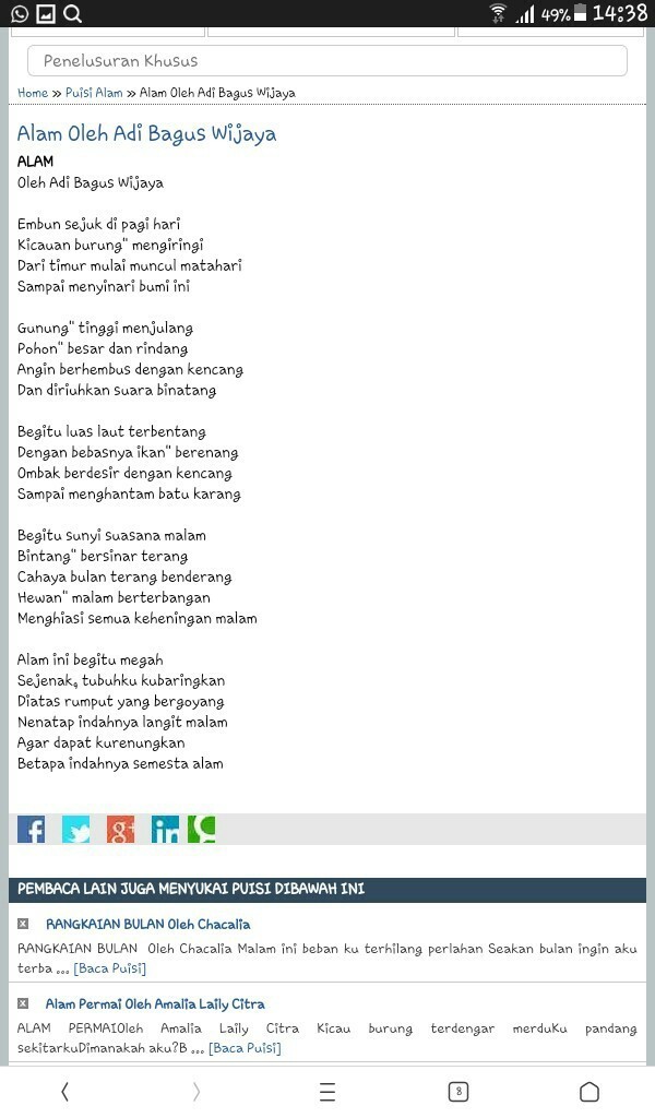 Sajak adalah merupakan salah satu karya sastra bentuk puisi yang tidak begitu terikat oleh aturan. Puisi Sunda Matahari - 1001 Kumpulan Puisi Terbaik