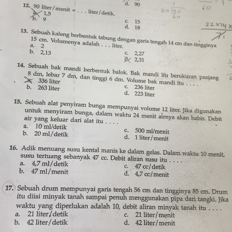 Untuk mengisi bak mandi tersebut hingga penuh diperlukan waktu 12 menit. Nomor 15 17 Tolong Dibantu Ya Kk Soal Debit Brainly Co Id