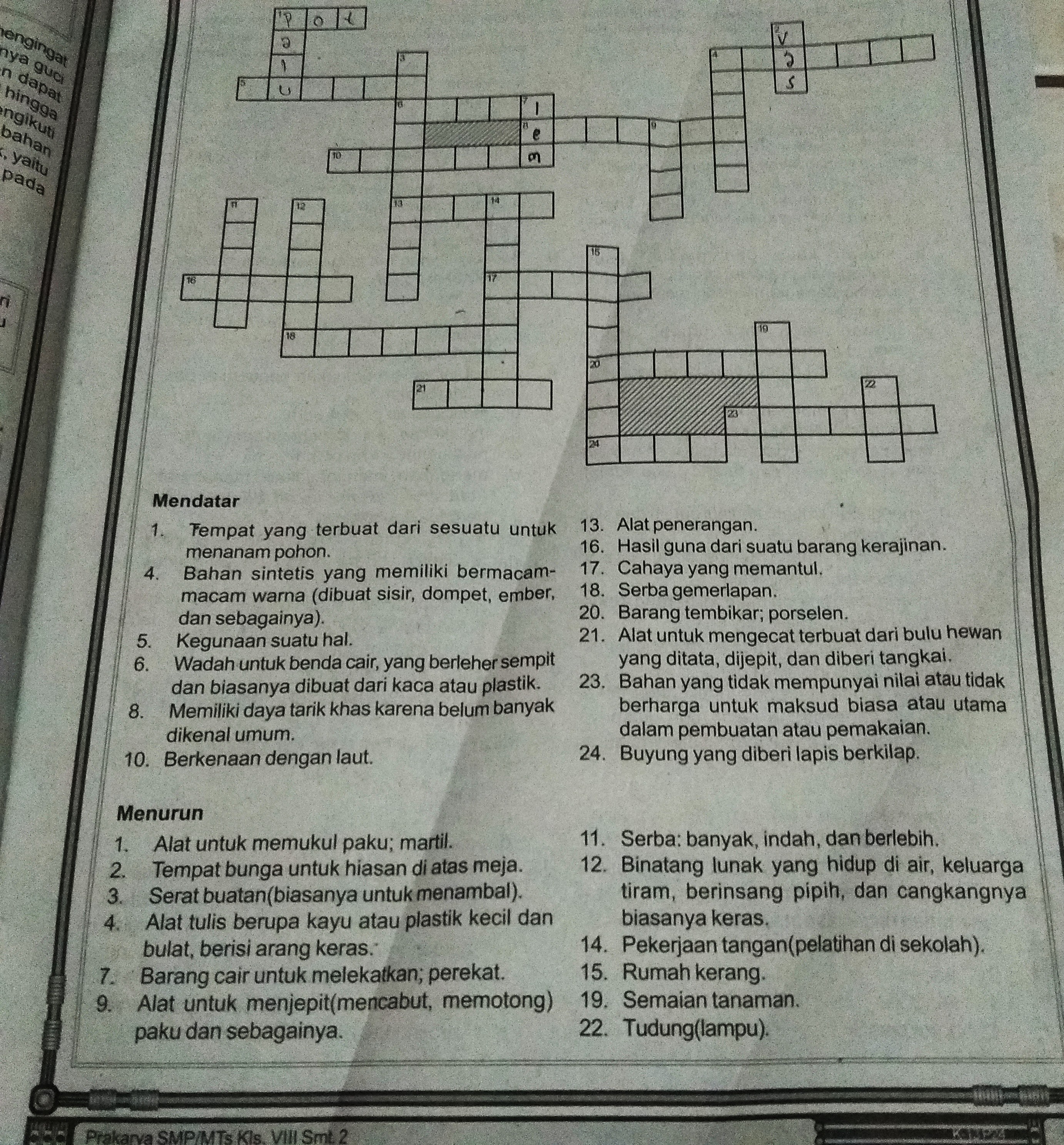 Lantai yang agak tinggi untuk pentas: Teka Teki Silang Prakarya Brainly Co Id