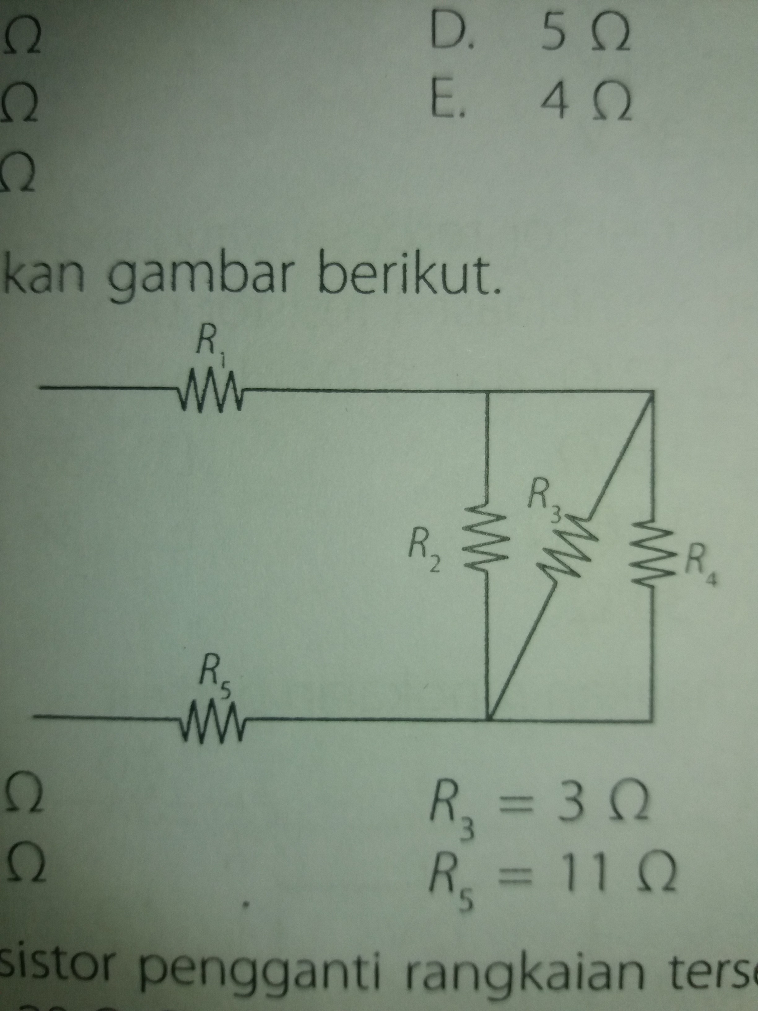 Jika Diketahui R1 8 Ohm R2 2 Ohm R3 3 Ohm Dan R5