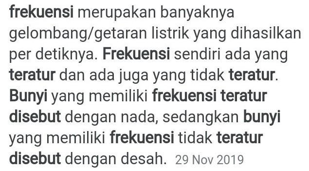 Bunyi Yang Memiliki Frekuensi Teratur Disebut Nasi