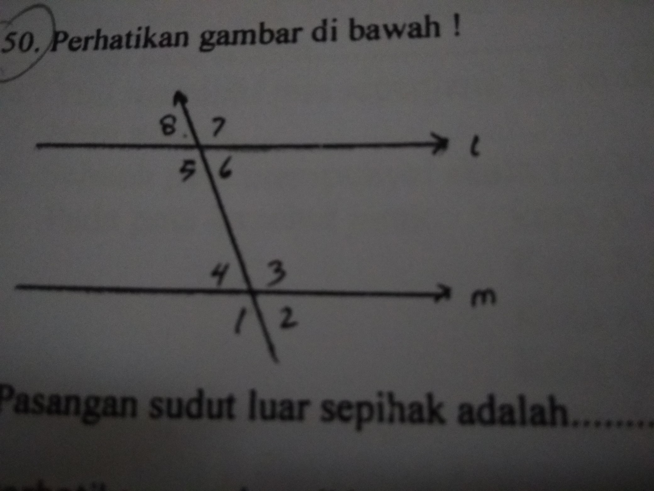 Pasangan sudut dalam sepihak pada gambar di bawah ini adalah brainly . Pasangan Sudut Luar Sepihak Adalah Brainly Co Id
