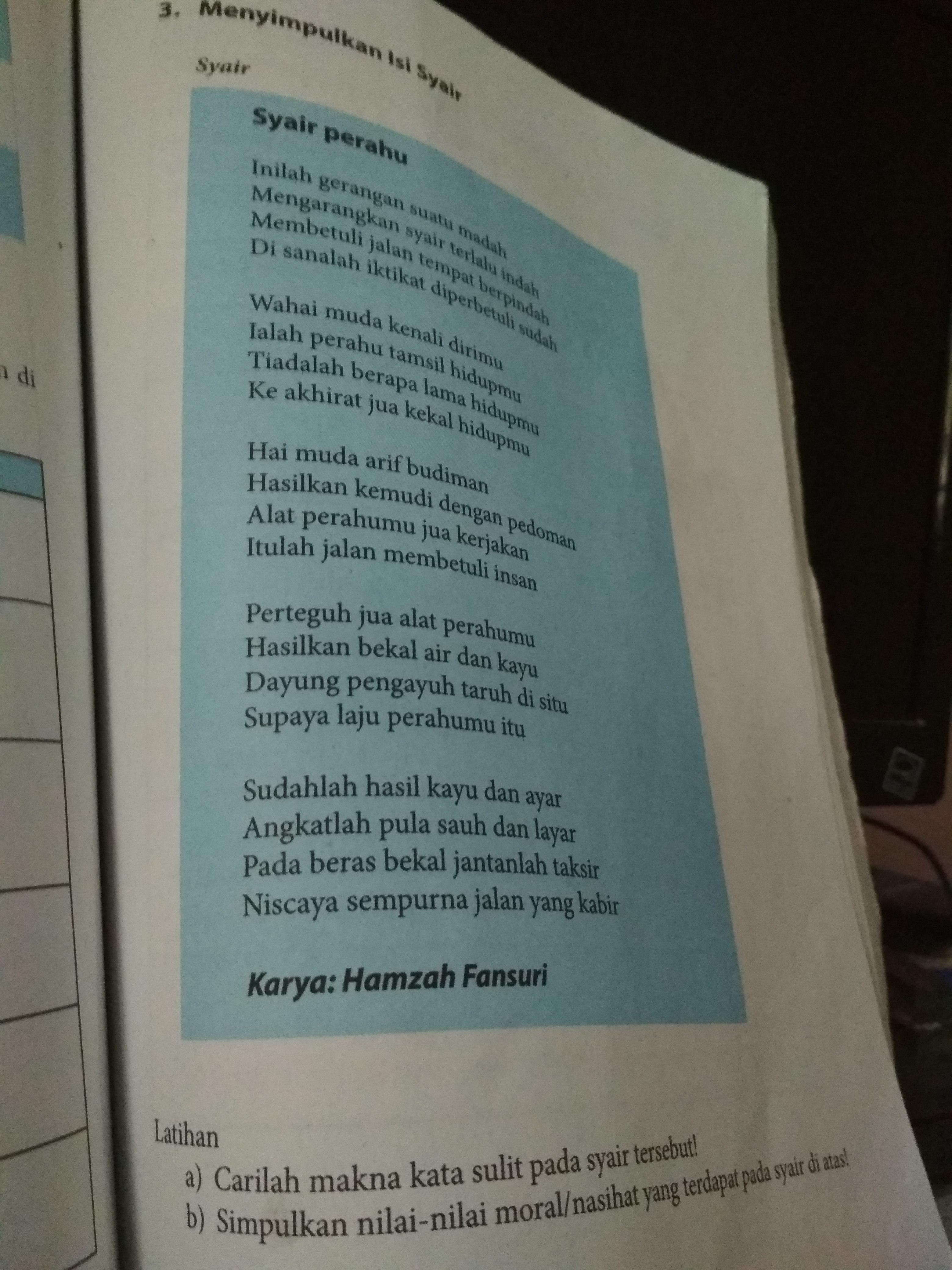A carilah makna kata sulit pada pantun tersebut b uraikan dengan. Contoh Syair Moral Cikimm Com