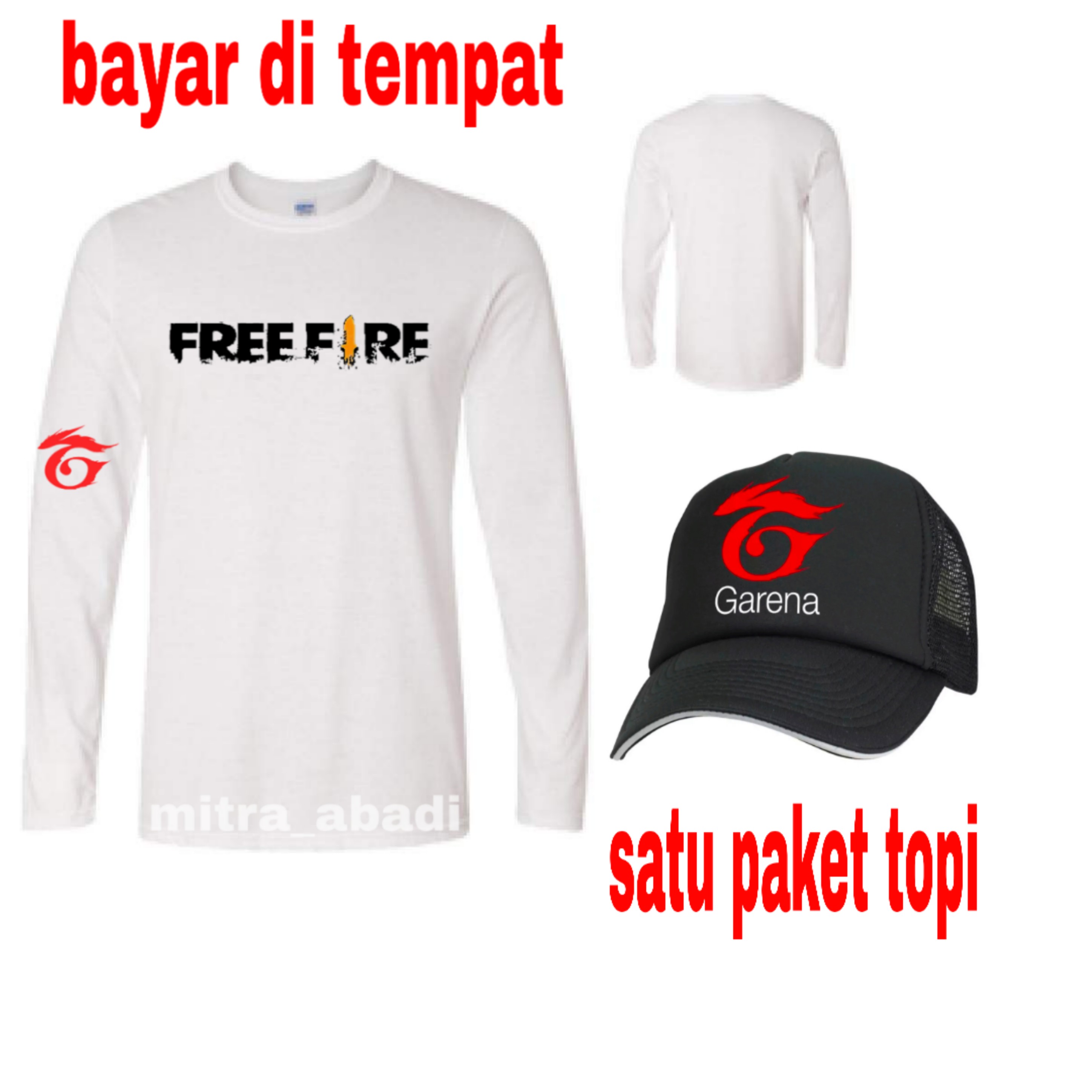 panjang badan kemeja pria dengan lengan panjang : Kaos Free Fire Lengan Panjang Free Topi Lazada Indonesia
