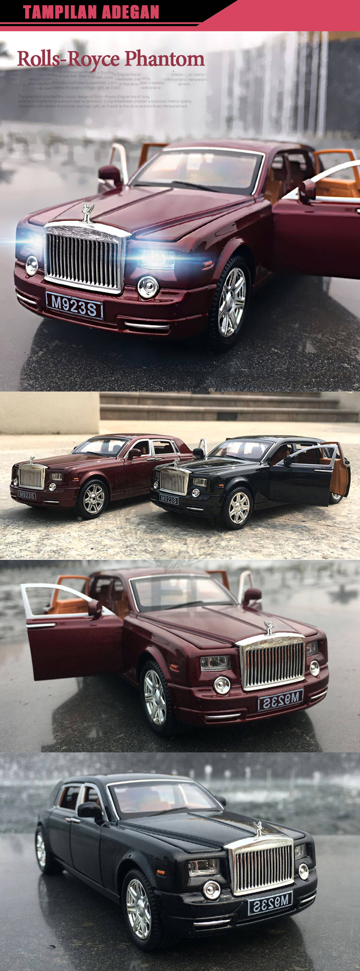 1 24 Rolls Royce Phantom 6 Pintu Dibuka Paduan Model Die Casting Car Mobil Mainan Anak Anak Koleksi Mobil Model Mini Hadiah Hadiah Ulang