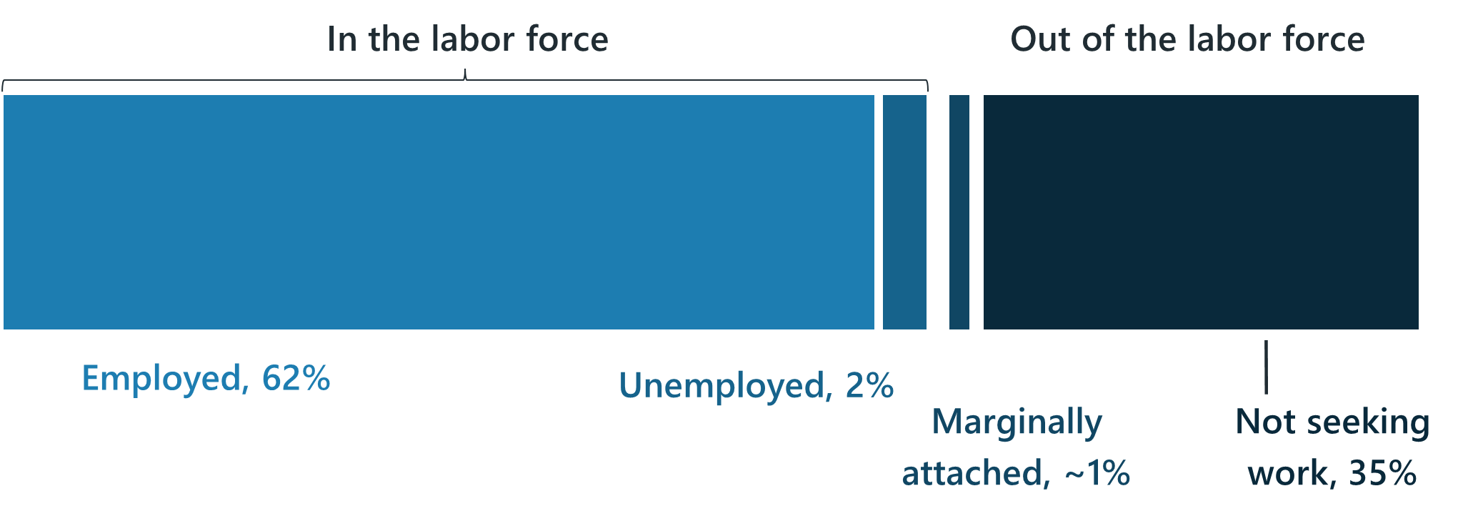 explains percentage of employed, unemployed, marginally attached and not seeking work individuals in Idaho