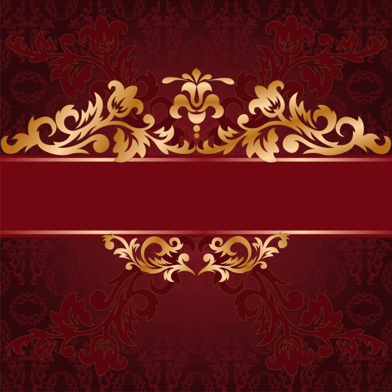 red background with a gold ornate ornaments