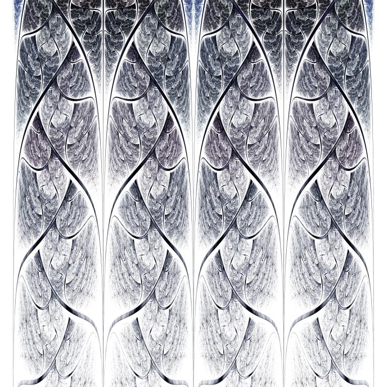 Symmetrical blue fractal flower, digital logarithm