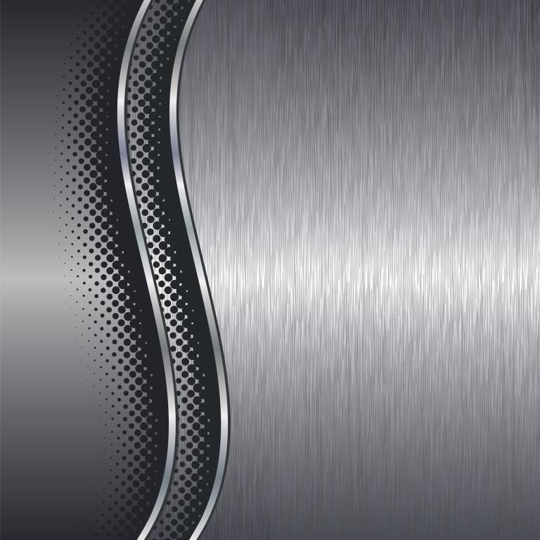 Brushed aluminium metal plate background with halftone border