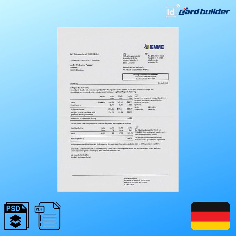 EWE Germany Utility Bill Template ewe-germany-utility-bill-template
